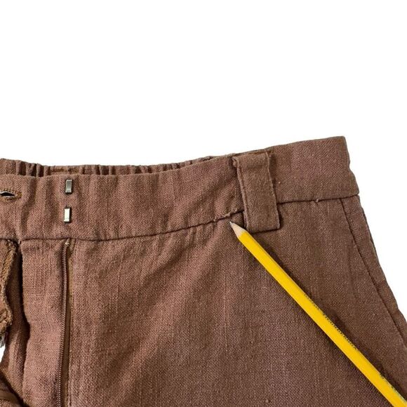 House of Harlow 1960 Chocolate Brown Linen Cargo Pants, Size 10 - Picture 13 of 13